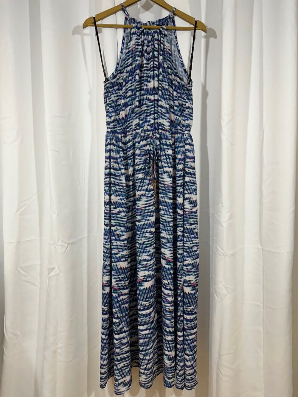 Sleeveless Blue Patterned Maxi Dress - Lightweight Summer Style